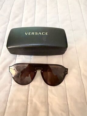 Versace Vintage Brown Tortoiseshell Mirror Rectangular‎ Sunglasses s-l400.jpg main image 2